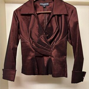 Deep Burgandy zip up the back shirt Milla Bell.  STUNNING SHIMMER